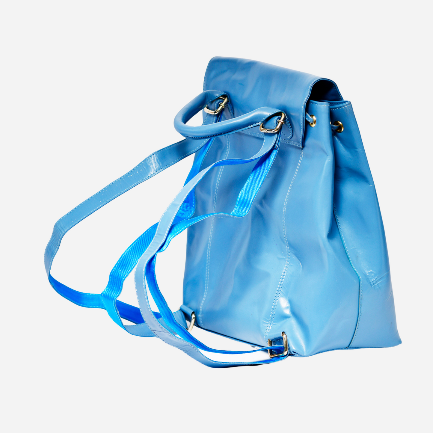 Blue Leather Backpack