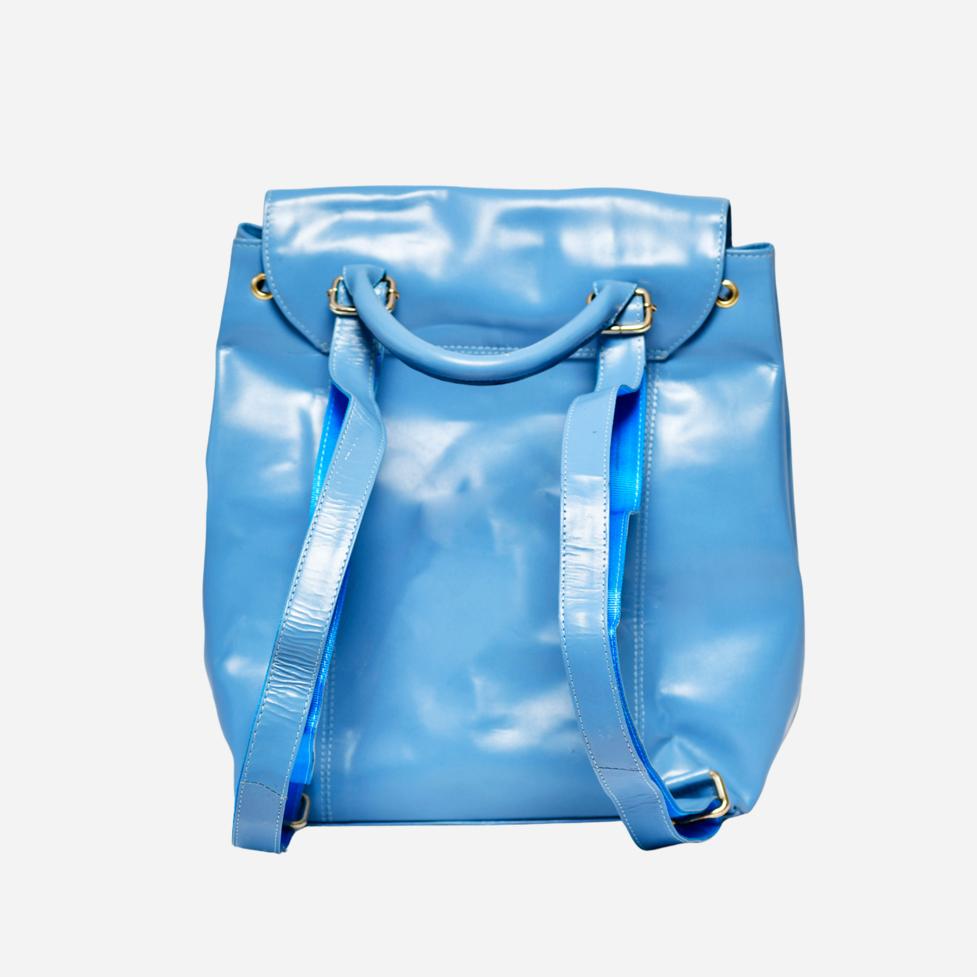 Blue Leather Backpack